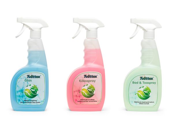 Reng&ouml;ringsspray paket fr&aring;n Tv&auml;ttex - Glas - Bad - K&ouml;k