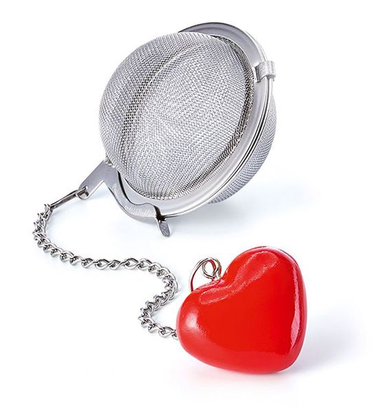 Teboll 50mm med blomma guldf&auml;rgad Tea ball 50mm with flower gold-colored