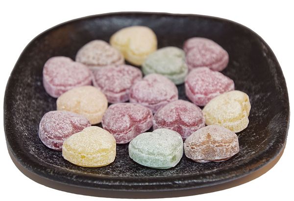 Produktbild för Hjärtan blandad frukt örtkarameller lösvikt Produktbild för Hearts mixed fruit herbal candies loose weight
