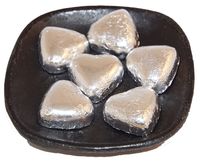 Produktbild för Mjölkchoklad hjärtan med silver papper lösvikt