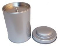 Produktbild f&ouml;r Silver rund burk 150g med runt lock
