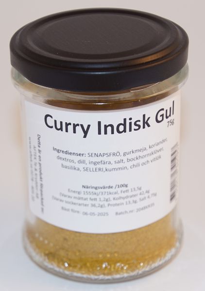 Produktbild f&ouml;r Curry Indisk gul 75g i glasburk Produktbild f&ouml;r Curry Indian yellow 75g in glass jar