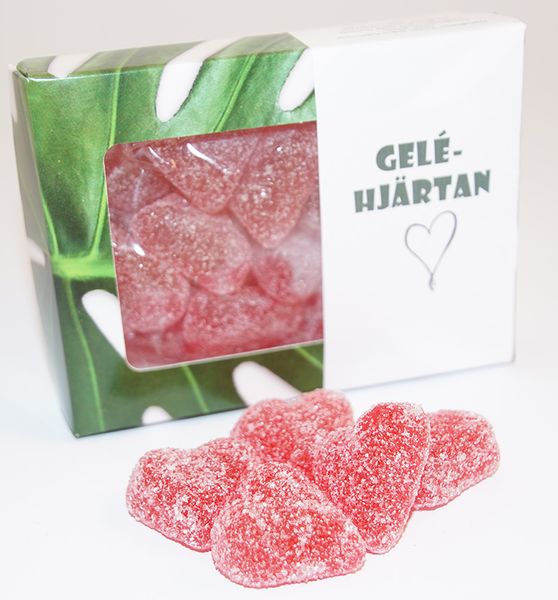 Gelehjärtan franssons Produktbild för Jelly hearts150g in box D