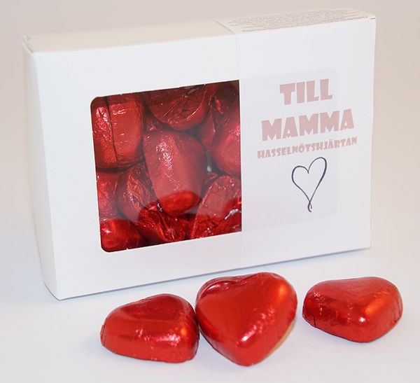 Produktbild f&ouml;r Hasseln&ouml;tshj&auml;rtan i vit ask utan tryck C Produktbild f&ouml;r Hazelnut hearts in white box without print C