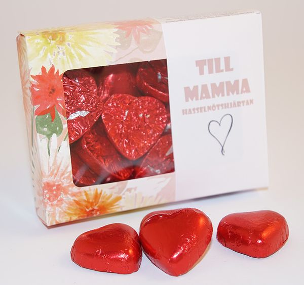 till mamma hasselnötshjärtan Produktbild för Hazelnut hearts RED FOR MOM in box C