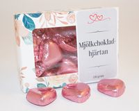 Chokladhj&auml;rtan rosa papper i ask A