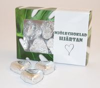 Produktbild för Chokladhjärtan silver papper i ask D