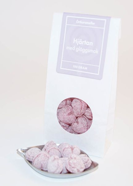 Hjärtan med glöggsmak örtkarameller Hearts with mulled wine flavor herbal candies