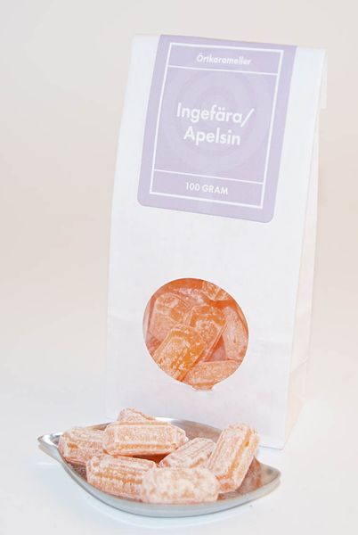 Ingef&auml;ra/apelsin &ouml;rtkarameller Ginger/orange herbal candies