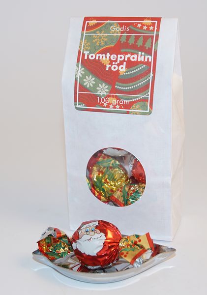 Tomtepralin R&Ouml;D Santa praline RED