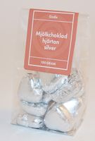 Chokladhjärtan silver papper vit påse med fönster laica