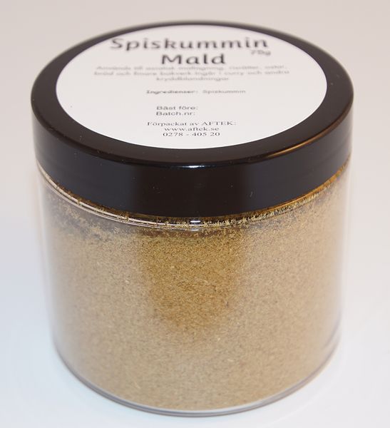 Produktbild för Spiskummin mald fp i petburk med svart lock Produktbild för Cumin ground in petjar blck lid