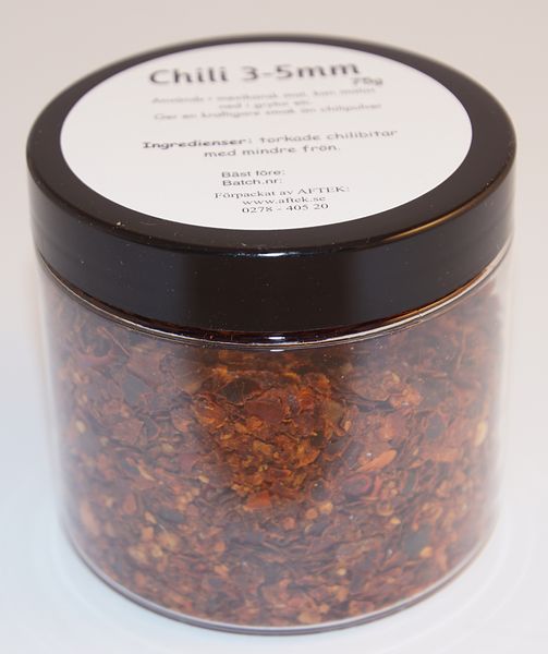 Produktbild för Chili 3-5mm fp i petburk med svart lock Produktbild för Chili 3-5mm in petjar black lid