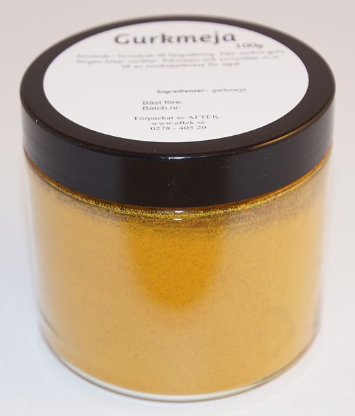 Produktbild f&ouml;r Gurkmeja fp i petburk med svart lock Produktbild f&ouml;r Turmeric  in petjar black lid
