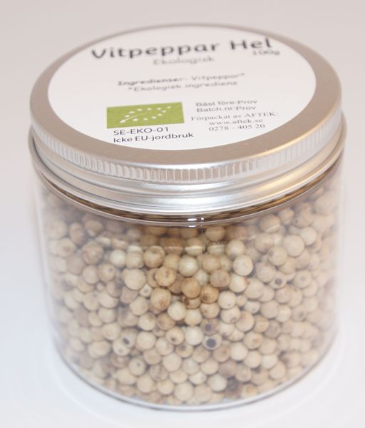 Produktbild för Vitpeppar hel EKO fp i petburk Produktbild för Pepper White BIO  in pet jar