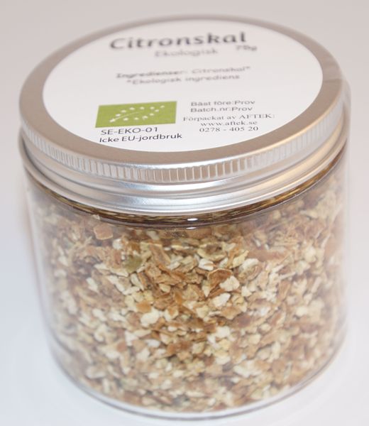 Produktbild f&ouml;r Citronskal 2-4mm EKO fp i petburk Produktbild f&ouml;r Lemon peel 2-4mm BIO  in pet jar