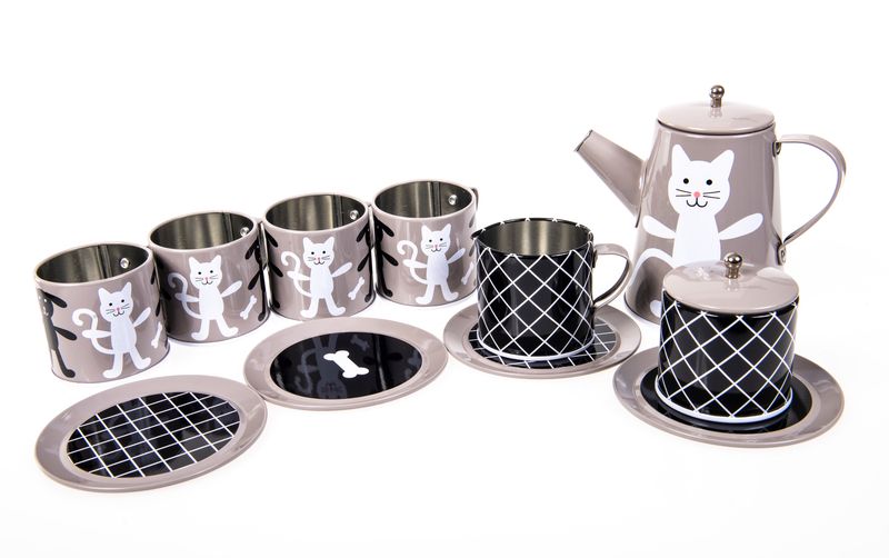 Tin Tea Set Grey