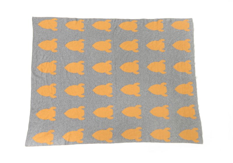 Knitted blanket organic mustard/grey