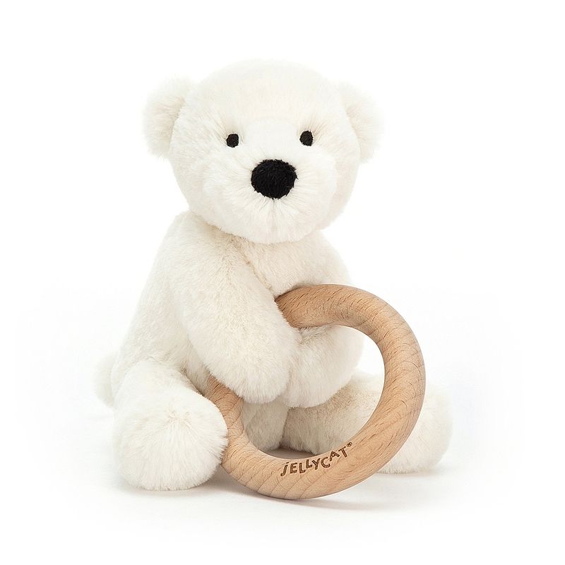 Shooshu Perry Polar Bear Wooden Ring Toy