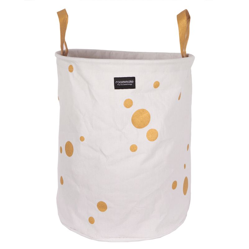 Golden dots laundry basket.