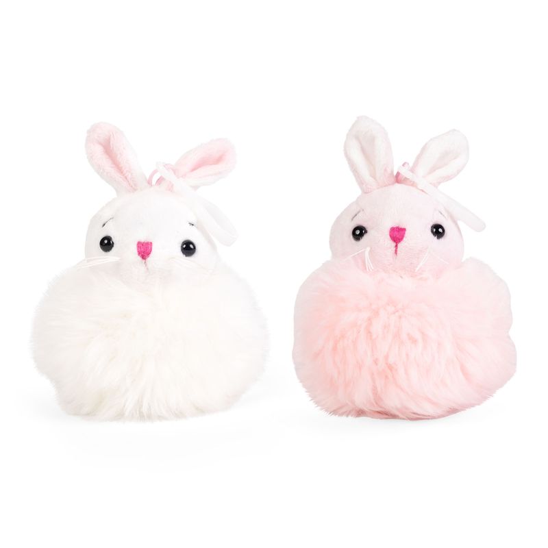 LITTLE Living Nature Clips Pompom Bunny Plush Animals Keyrings