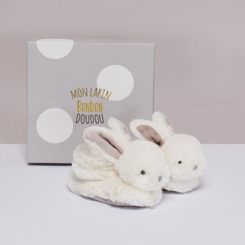 LAPIN BONBON - Booties with Rattle, Taupe - 0/6 months
