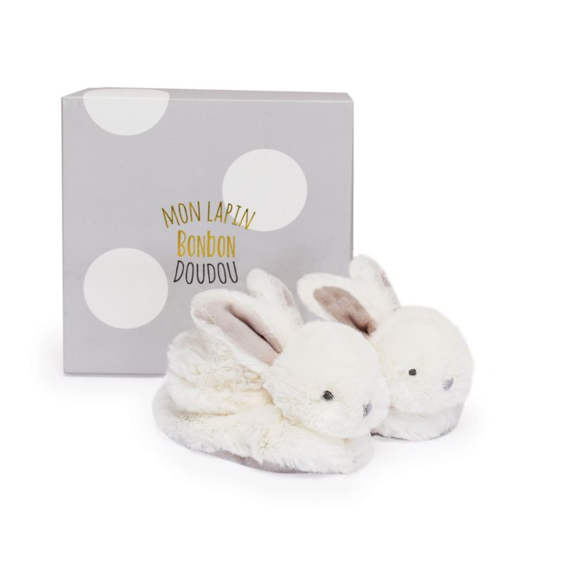 LAPIN BONBON - Booties with Rattle, Taupe - 0/6 months