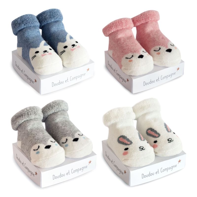 NEWBORN SOCKS Assortment Cute Faces (x12, 4 models)