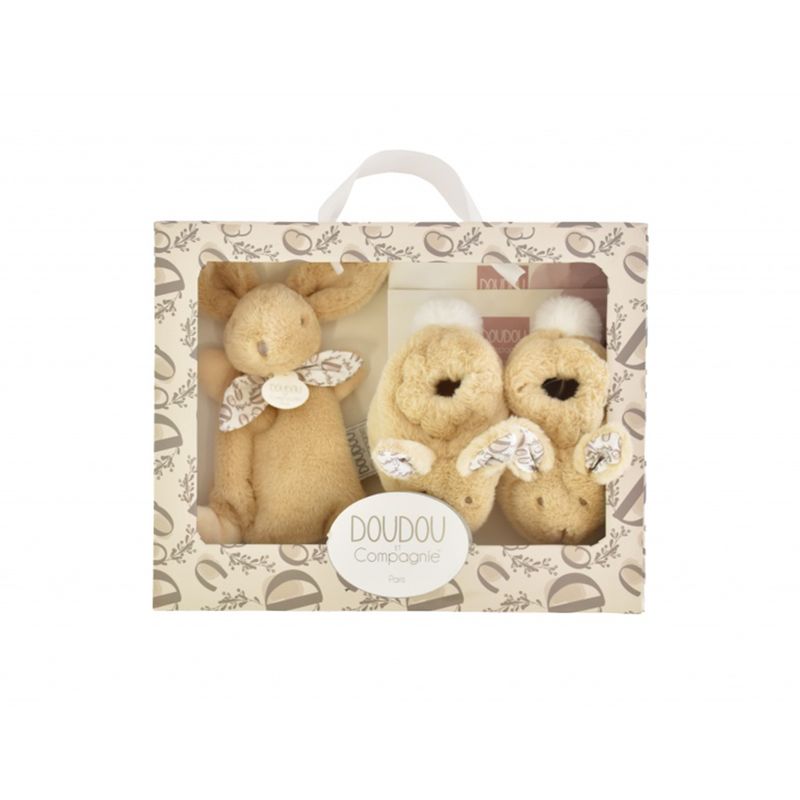 BUNNY DOUDOU Coffret booties and Doudou Beige