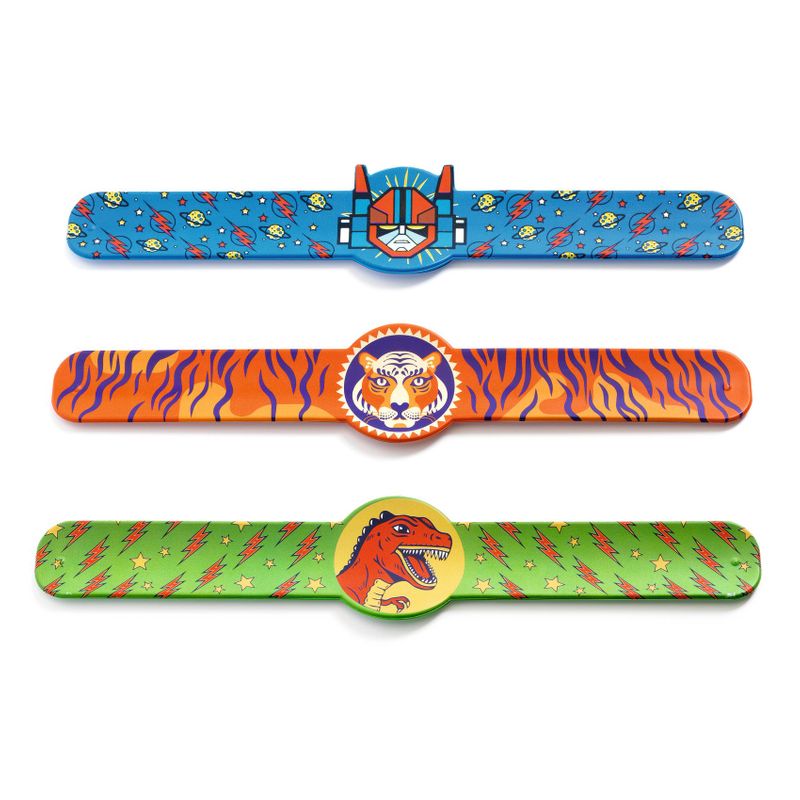 Slap Bracelets Dino, Tiger, Superhero - Display 15pcs, 3 designs