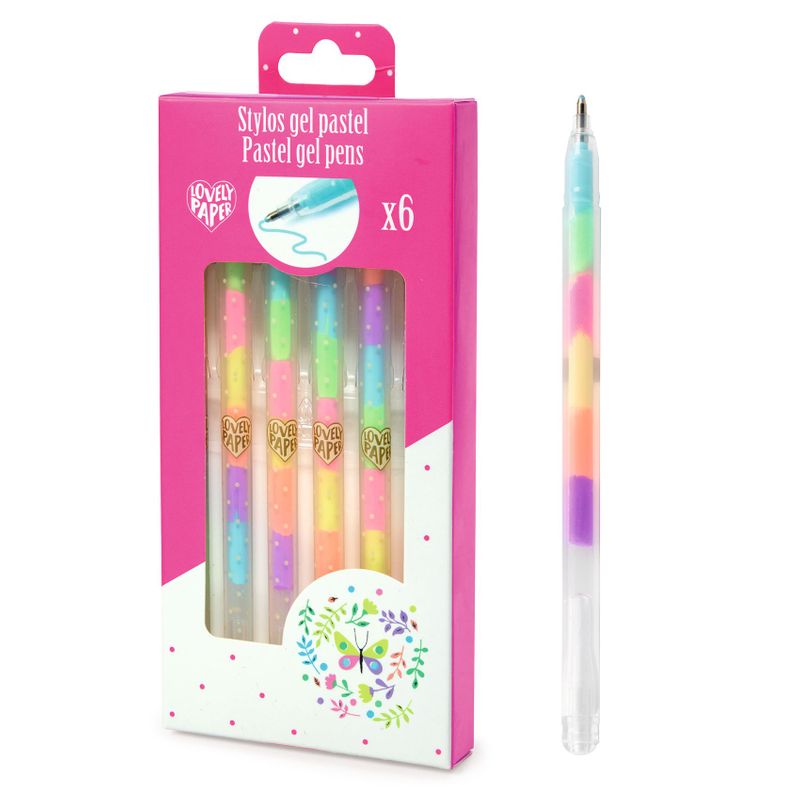 6 pastel gel pens Rainbow