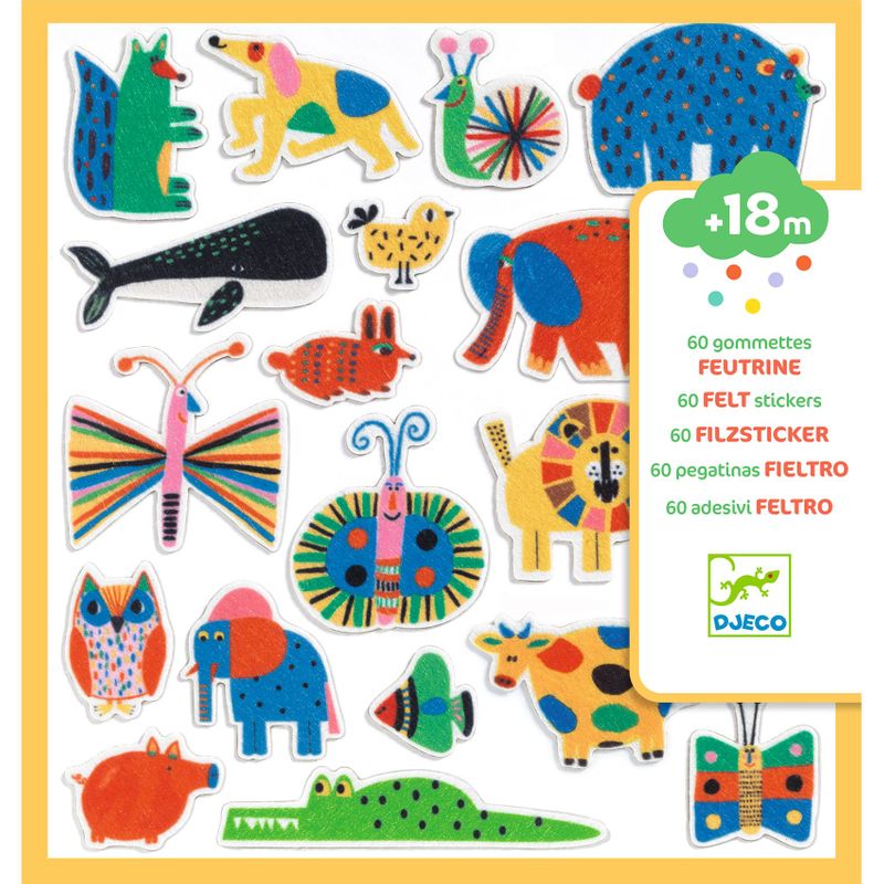 60 Felt Stickers - Animals Everywhere!