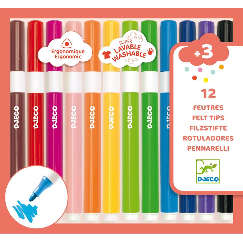 12 Super Washable Markers