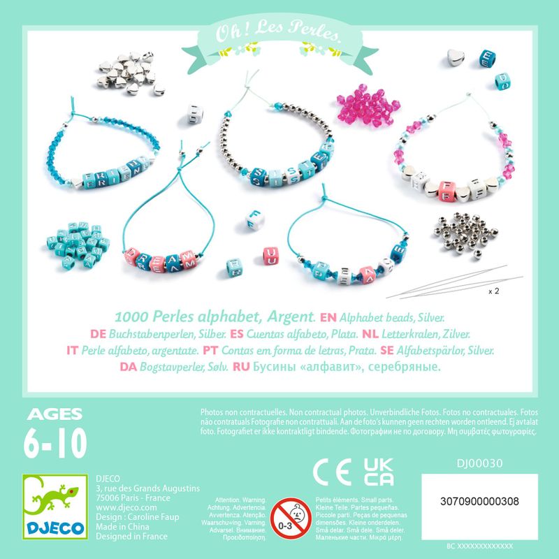 Alphabet Beads, Silver