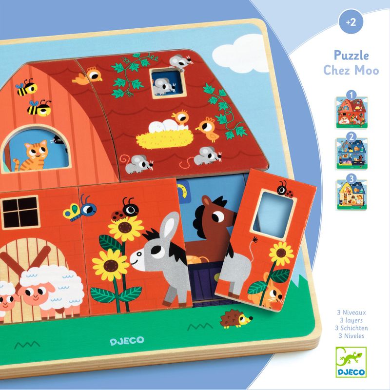 3 Layer Puzzle - Chez Moo, 12 pcs