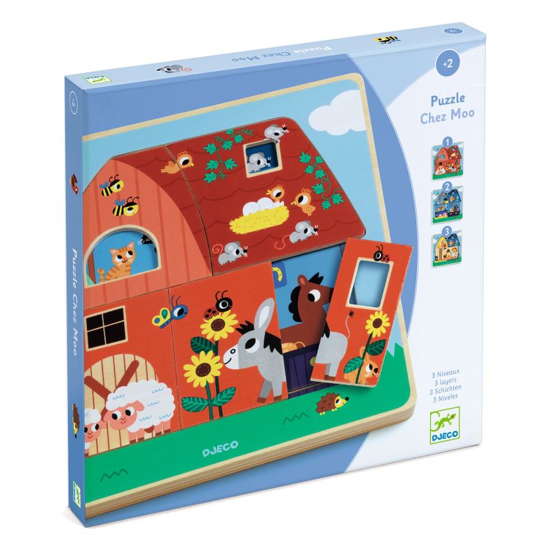 3 Layer Puzzle - Chez Moo, 12 pcs