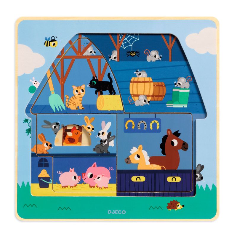 3 Layer Puzzle - Chez Moo, 12 pcs