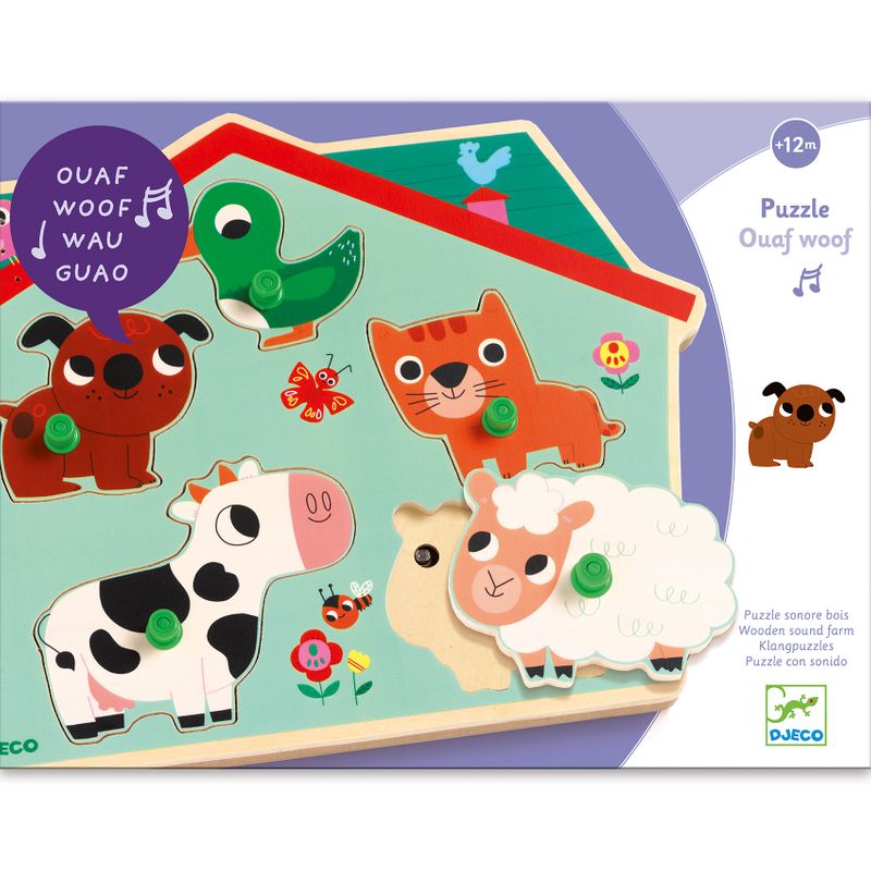 Sound Puzzle - Ouaf Woof, 5 pcs