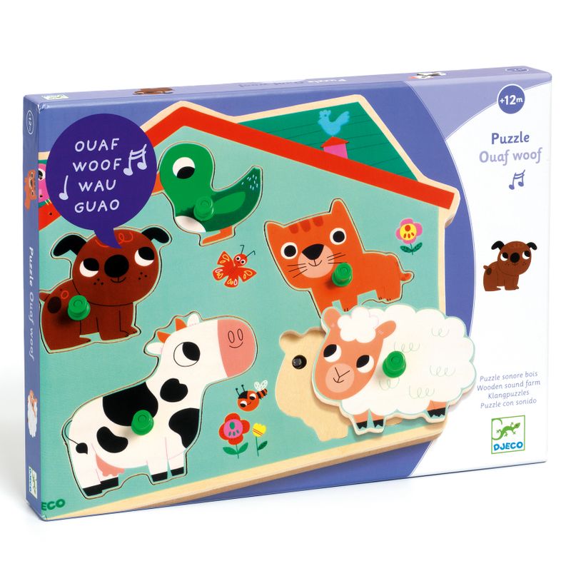 Sound Puzzle - Ouaf Woof, 5 pcs