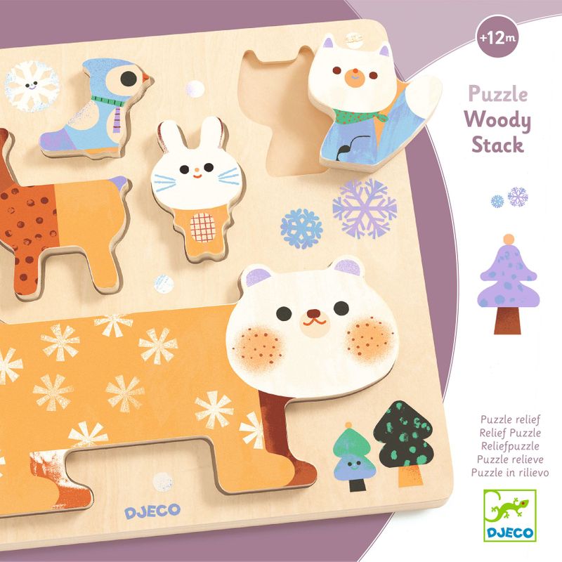 Relief Puzzle: WoodyStack - 5 pcs - FSC 100%