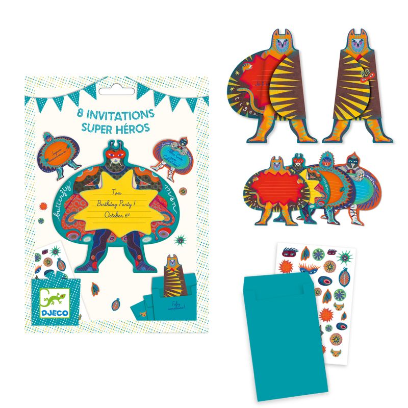 Inbjudningskort, Superheroes (8 st)
