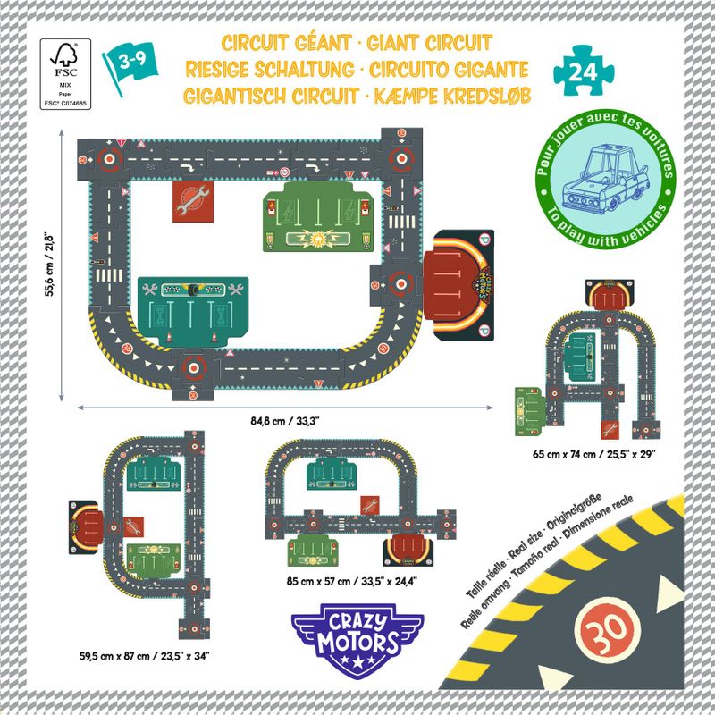 City Circuit - Giant Puzzle, Crazy Motors - 24 pcs