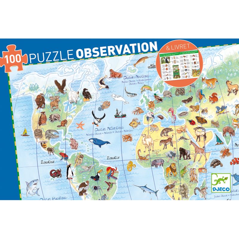 Observation puzzle, Worlds animal, 100 pcs