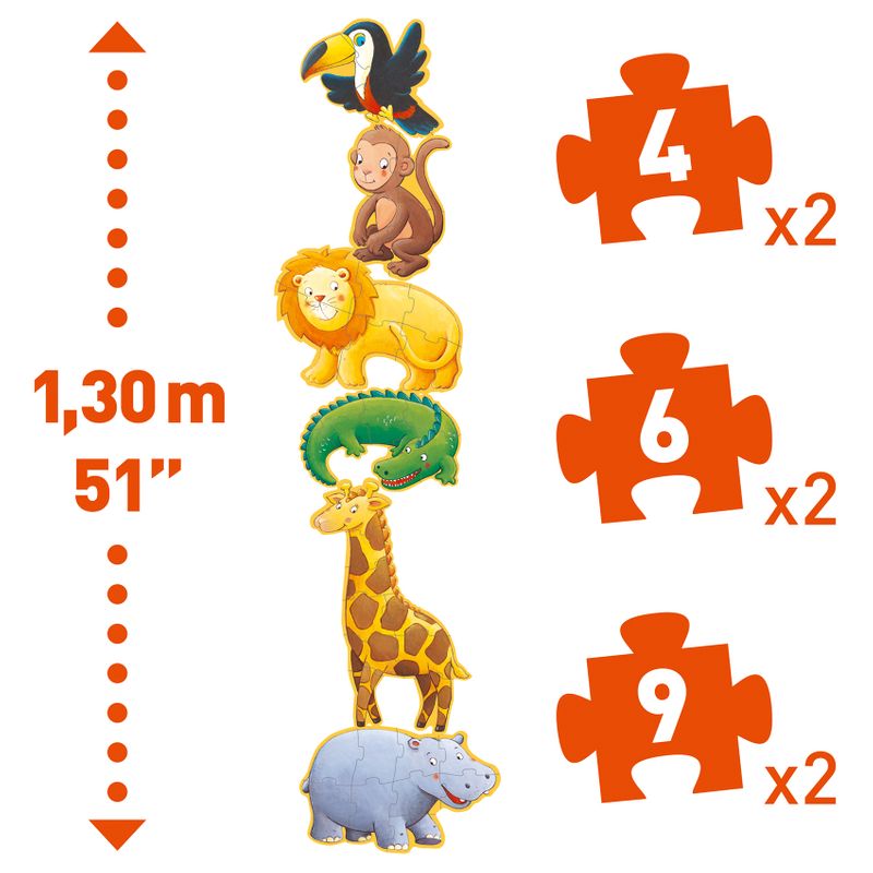 Puzzles Marmoset and his friends, 4 pcs, 6 pcs, 9 pcs