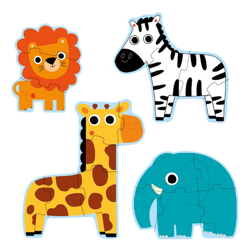 Primo puzzles, In the jungle - 3 pcs, 4 pcs, 5 pcs, 6 pcs