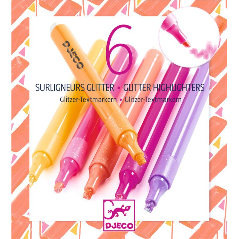 Set of 6 Glitter Highlighters - Grapefruit