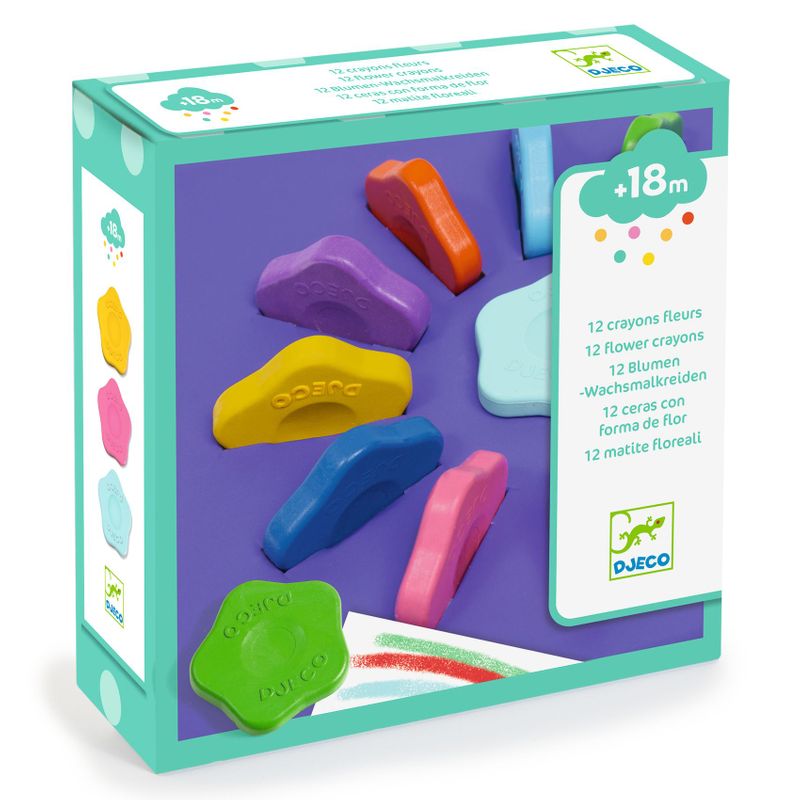 12 flower crayons for toddlers