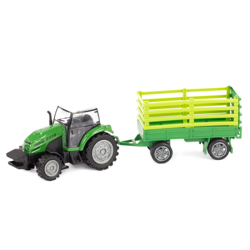 Diecast Pullback Tractor with Trailer