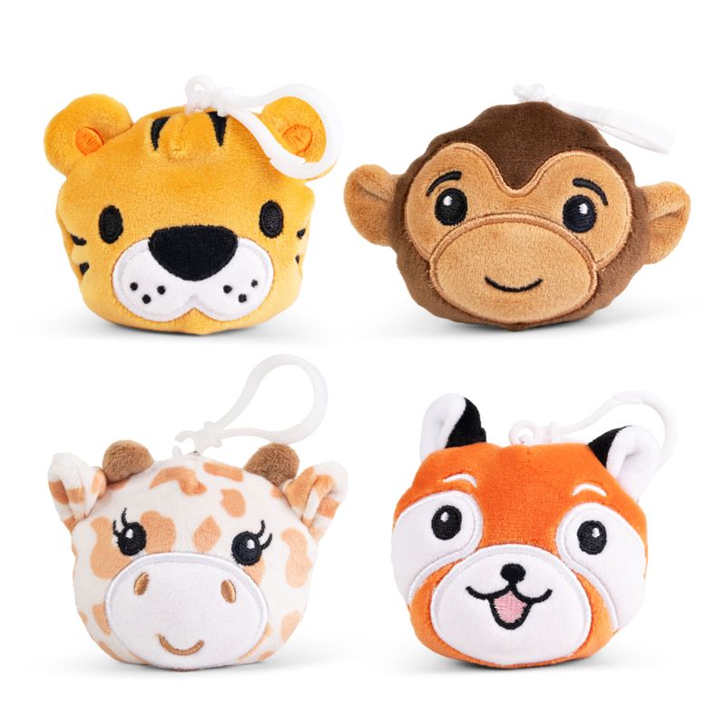 Safari Animals Fluff Clip & Cuddle Plush Keyrings