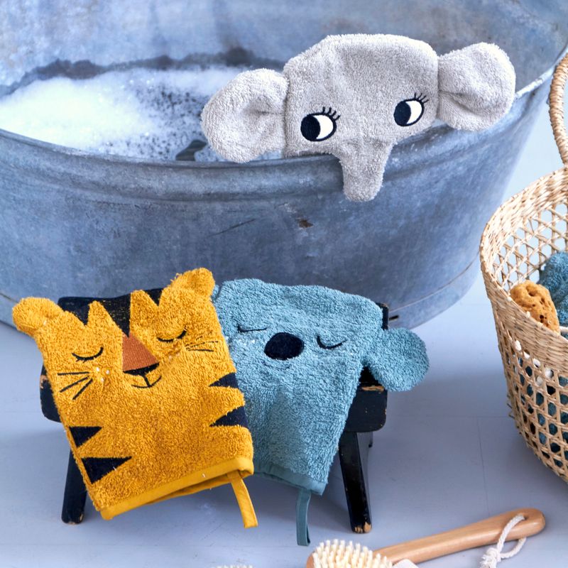 Wash Gloves - KOALA, TIGER, ELEPHANT set med 3 st